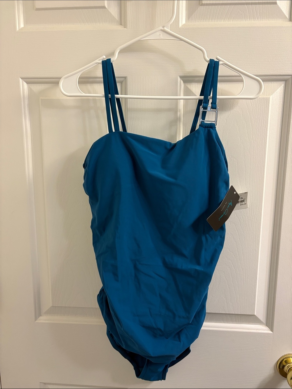 Aqua Green Teal One-Piece Swimsuit with Double Straps